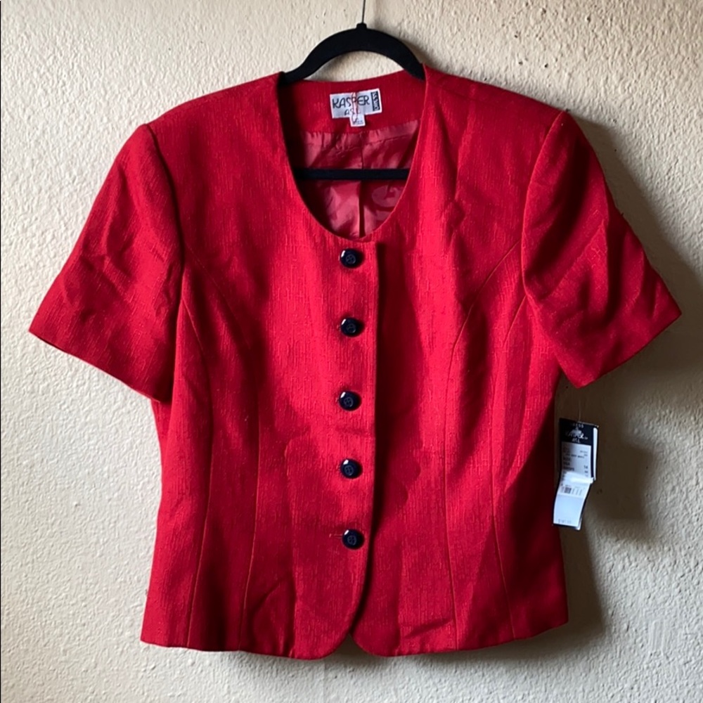 Vintage Red Kasper ASL Short Sleeve Blazer
